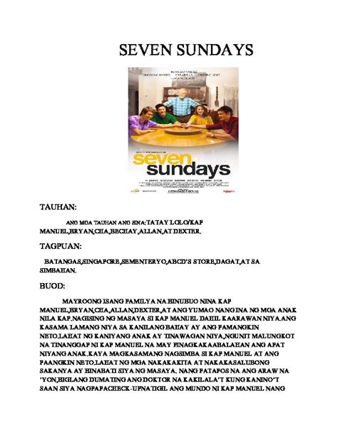 buod ng pelikulang seven sundays|Seven Sundays (2017) .